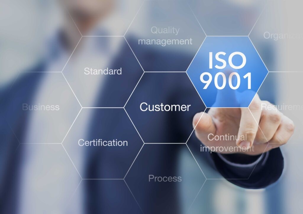 DIN ISO 9001- 2015 Zertifizierung nach Din Norm als Qualitätsmaßstab. Als Dienstleistungsunternehmen im Sicherheitsbereich